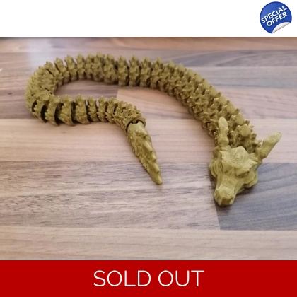 Articulated Gold Dragon Flexi 3D Printed